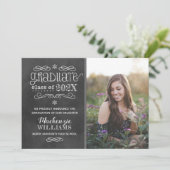 Invitation Rustic Black Chalkboard 2025 Graduate Photo (Debout devant)