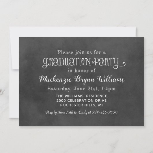 Invitation Rustic Black Chalkboard 2025 Graduate Photo (Dos)