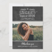Invitation Rustic Black Chalkboard 2025 Graduate Photo Party (Devant)