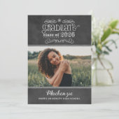 Invitation Rustic Black Chalkboard 2025 Graduate Photo Party (Debout devant)