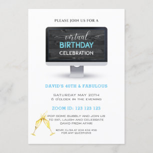 Invitation Rustic Black Wood Virtual 40e fête d'anniversaire