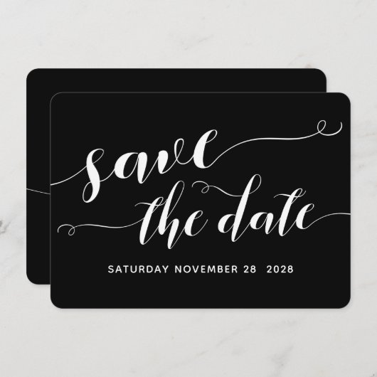 Invitation Rustic Blacksmith Calligraphy Mariage Date de sauv (Devant / Derrière)