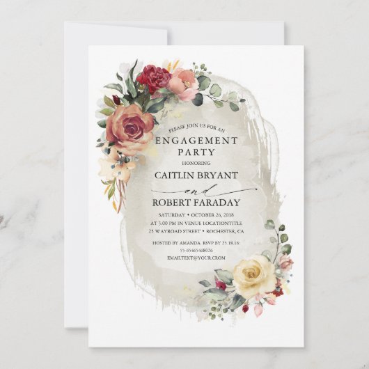 Invitation Rustic Bloom Fall Engagement Party (Devant)