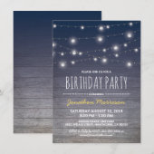 Invitation Rustic Blue Adult Mens fête d'anniversaire (Devant / Derrière)