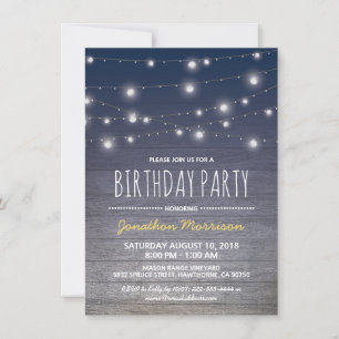 Invitation Rustic Blue Adult Mens fête d'anniversaire