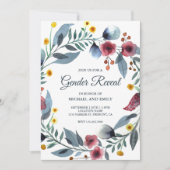 Invitation Rustic Blue and Pink Floral Wreath Gender Reveal (Devant)