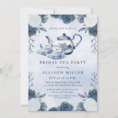Invitation Rustic Blue Chinoiserie Tea Party Fête des mariées (Devant)