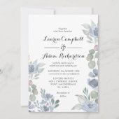 Invitation Rustic Blue Floral & Eucalyptus Wedding (Devant)
