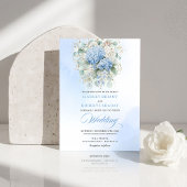 Invitation Rustic Blue Hydrangea Eucalyptus Wedding Invitatio