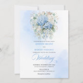 Invitation Rustic Blue Hydrangea Eucalyptus Wedding Invitatio (Devant)