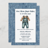 Invitation Rustic Blue Jean Boy Baby Shower (Devant / Derrière)