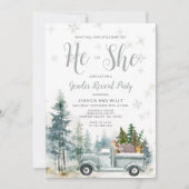 Invitation Rustic Blue Truck Forest Pine Trees Genre Reveille (Devant)