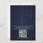 Invitation Rustic Blue Wood Lavender Elegant QR Code Wedding (Dos)