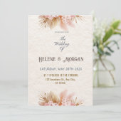 Invitation Rustic Blush Boho Floral Wedding Inviter (Debout devant)