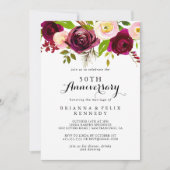 Invitation Rustic Blush Bourgogne 50e anniversaire de Mariage (Devant)
