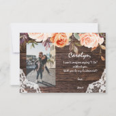 Invitation Rustic Blush Floral Be My Bridesmaid ? avec photo (Dos)
