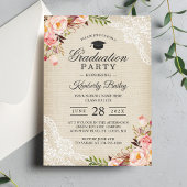 Invitation Rustic Blush Floral Lace Burlap Graduation Party