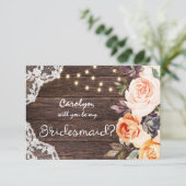 Invitation Rustic Blush Floral Serez-Vous Ma Femme D'Accueil  (Debout devant)