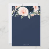Invitation Rustic Blush Navy Blue Floral Greenery Mariage (Dos)