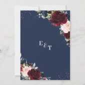 Invitation Rustic Blush Navy Blue Floral Greenery Mariage (Dos)