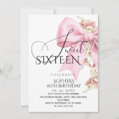 Invitation Rustic Blush Pink Bow Sweet 16 Birthday (Devant)