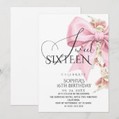 Invitation Rustic Blush Pink Bow Sweet 16 Birthday (Devant / Derrière)