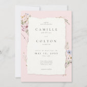 Invitation Rustic Blush Pink Romantic Wildflower Wedding (Devant)