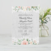 Invitation Rustic Blush Pink Watercolor Floral Lace Wedding (Debout devant)