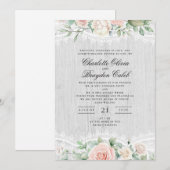 Invitation Rustic Blush Pink Watercolor Floral Lace Wedding (Devant / Derrière)