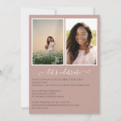 Invitation Rustic Blush Trois Diplôme Photo de 2022 (Dos)
