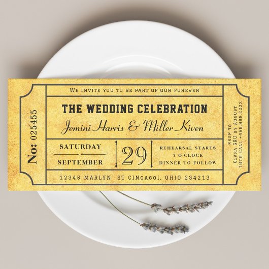Invitation Rustic Boarding Pass Style Wedding Invite