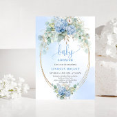 Invitation Rustic Bohemian Blue Hydrangeas Baby Shower Invite