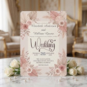 Invitation Rustic Bohemian Blush Dusty Rose Wedding