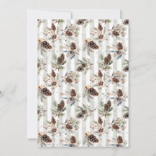 Invitation Rustic Bohemian Pine Wreath Holiday Dinner Card (Dos)