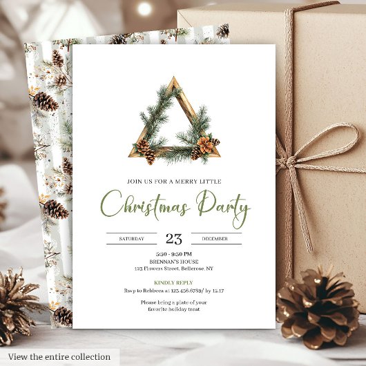 Invitation Rustic Bohemian Sage Green Holiday Dinner Invite