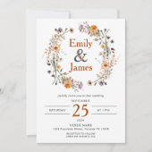 Invitation Rustic Boho Automne Fleur sauvage Mariage (Devant)