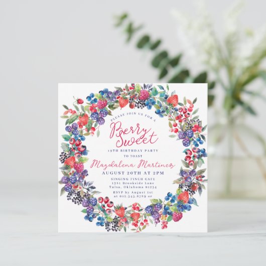 Invitation Rustic Boho Berry Sweet été 19e anniversaire (Debout devant)