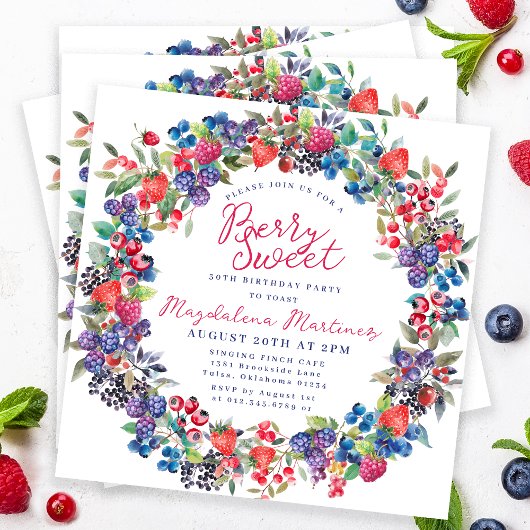 Invitation Rustic Boho Berry Sweet été 30e anniversaire