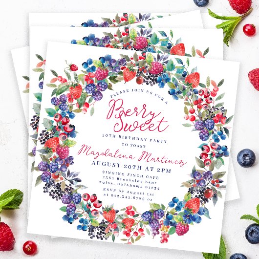 Invitation Rustic Boho Berry Sweet été 50e anniversaire