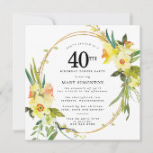 Invitation Rustic Boho Daffodil 40e anniversaire Dîner fête (Devant)