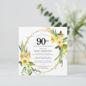 Invitation Rustic Boho Daffodil 90e anniversaire Dîner fête (Debout devant)