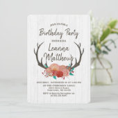 Invitation Rustic Boho Deer Antlers Anniversaire Fête Invitat (Debout devant)