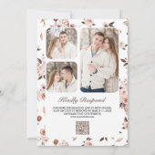 Invitation Rustic Boho Earthy Ivory Floral QR Code Wedding (Dos)
