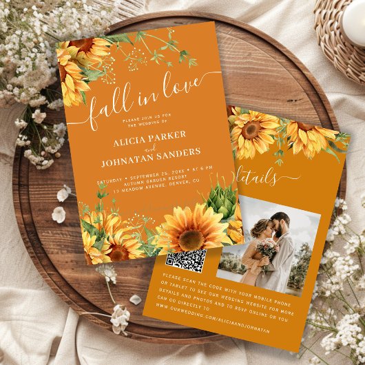 Invitation Rustic boho Fall in Love photo wedding