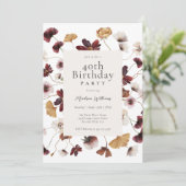 Invitation Rustic Boho Fleurs sauvages 40e fête d'anniversair (Debout devant)