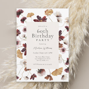 Invitation Rustic Boho Fleurs sauvages 60e fête d'anniversair