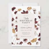 Invitation Rustic Boho Fleurs sauvages 75e fête d'anniversair (Devant)
