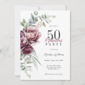 Invitation Rustic Boho Floral 50 et fabuleuse fête d'annivers (Devant)