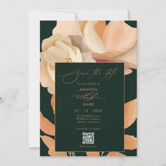 Invitation Rustic Boho Floral Green Enregistrer la date Invit (Devant)