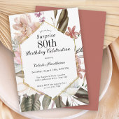 Invitation Rustic Boho Floral Surprise 80e fête d'anniversair